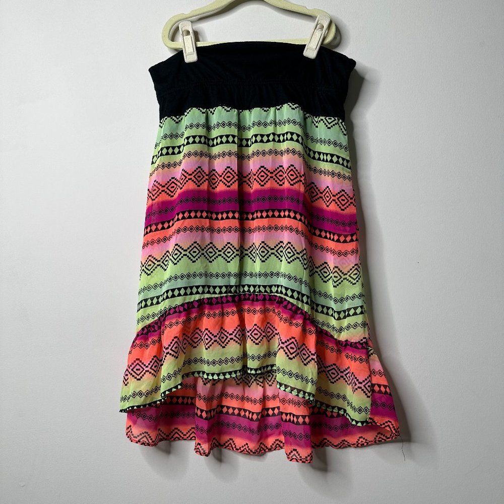 Faded Glory Kids Hi-Low Colorful Aztec Skirt Girls XL (14-16)